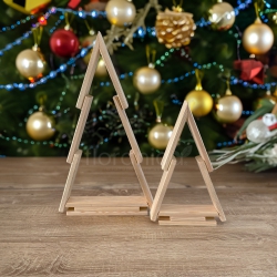 Dekoracja świąteczna Choinka z drewna sosnowego "Elfo" Zestaw 2 sztuk Drewniane choinki na Boże Narodzenie