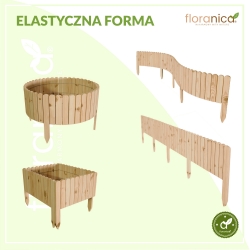 Floranica Rollborder elastyczny drewniany płot - 200 x 20 cm - Obrzeża rabat, trawnika, dekoracja, ogrodzenie sadów, ścieżek